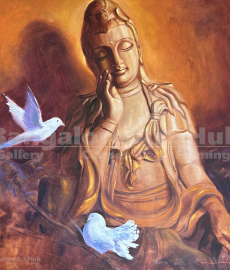 0048-TItle-putha-acrylic-on-canvas-H-42-x-W-42-Artist-gd-chandrababu-600x589